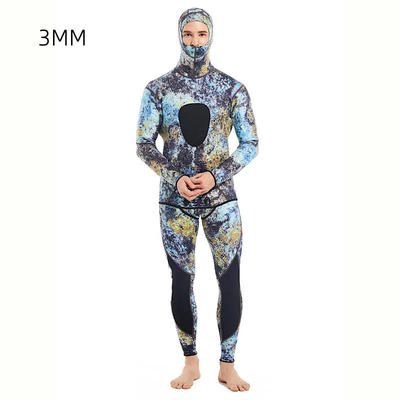 Hooded Camouflage 3MM Two-piece Neoprene Wetsuit