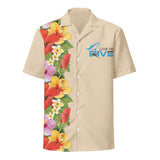 Floral With Live To Dive Logo Button up