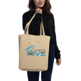 Eco Tote Bag Live To Dive Shark