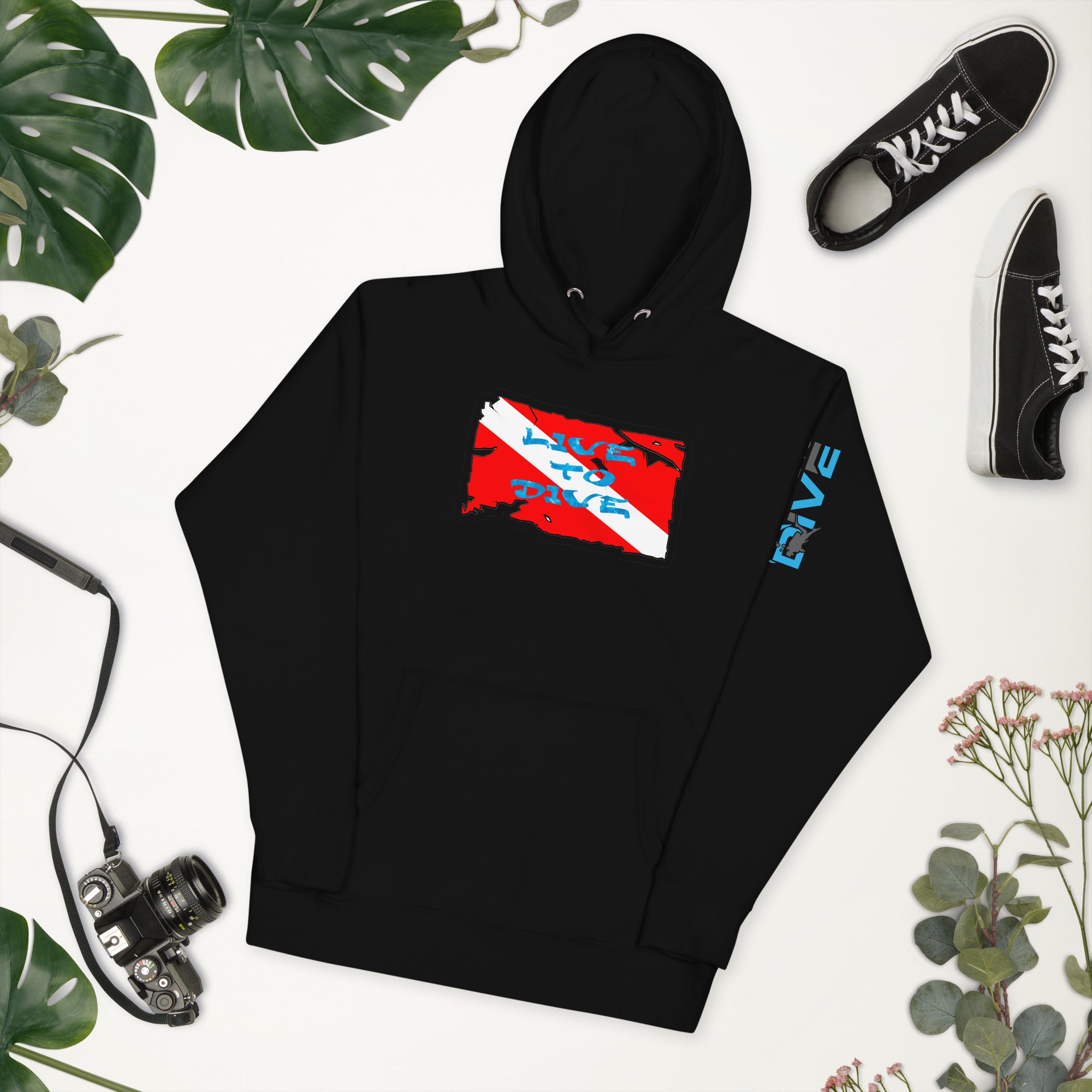 Unisex Hoodie Live To Dive Flag