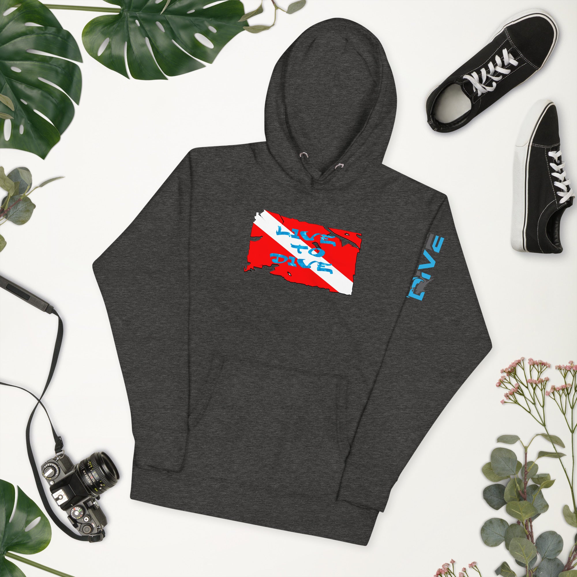 Unisex Hoodie Live To Dive Flag