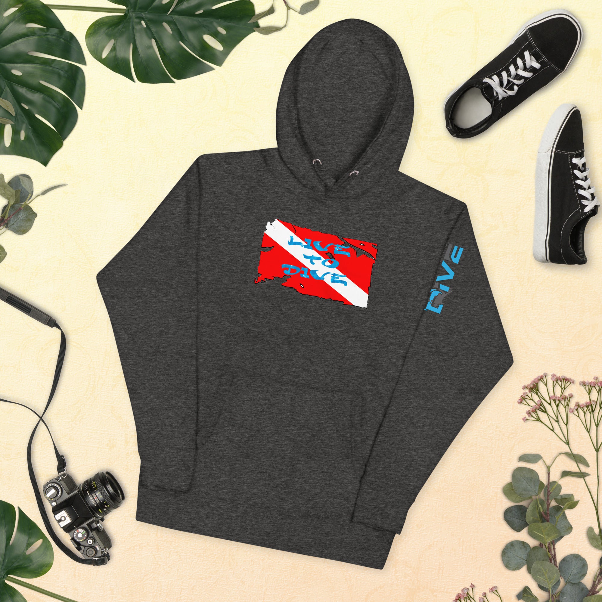 Unisex Hoodie Live To Dive Flag