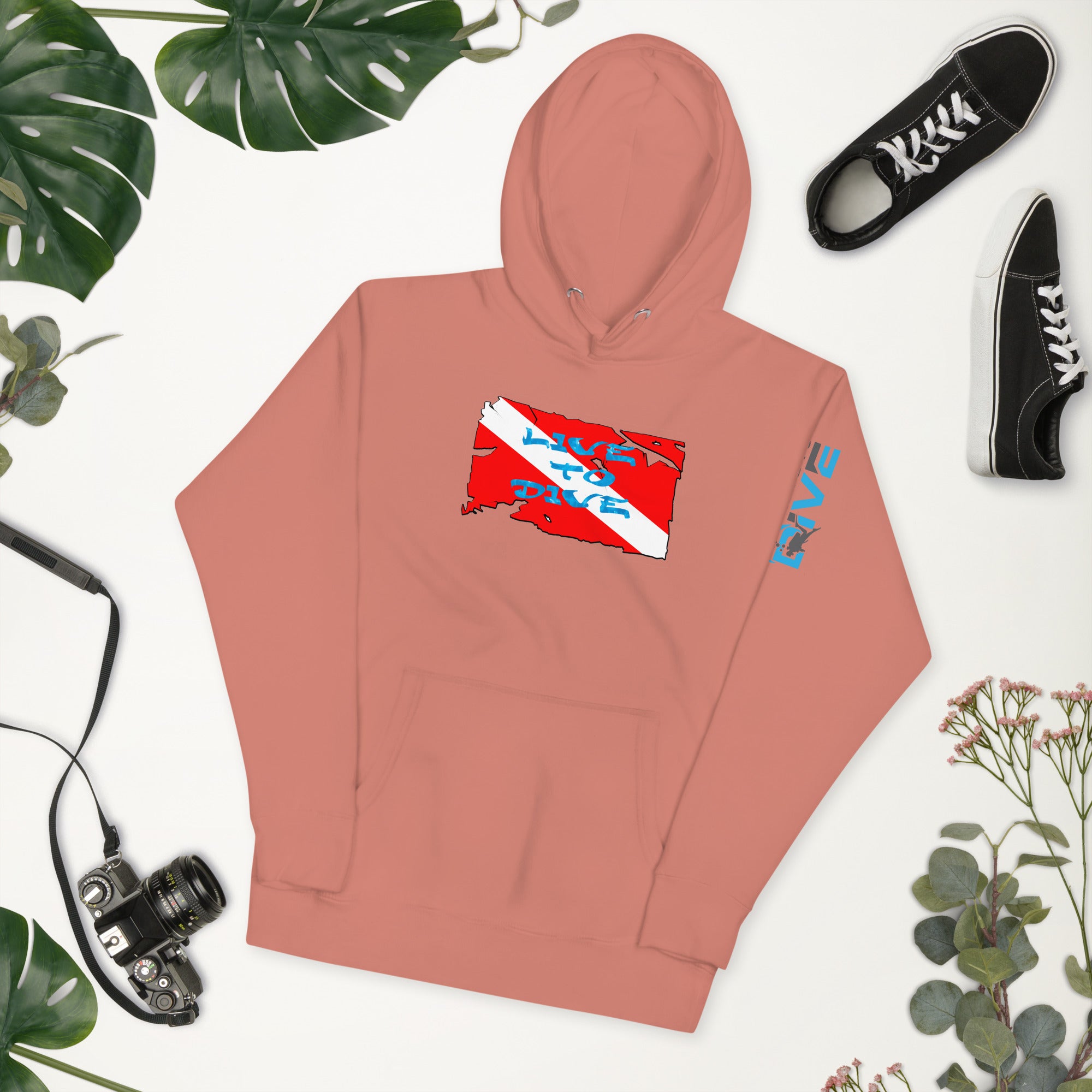 Unisex Hoodie Live To Dive Flag