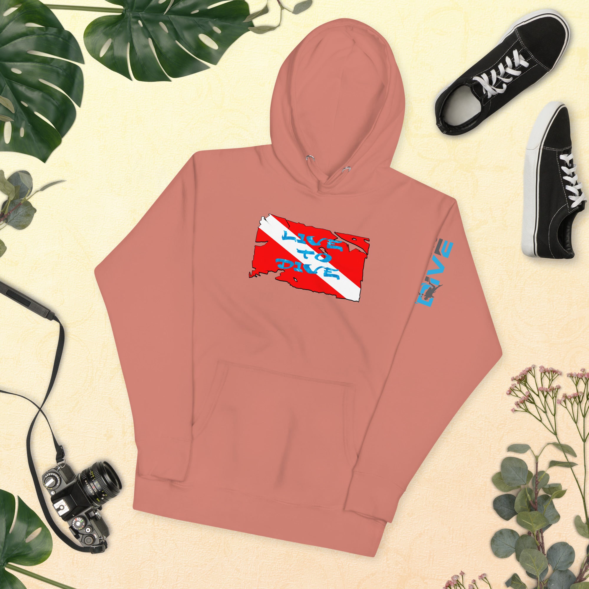 Unisex Hoodie Live To Dive Flag