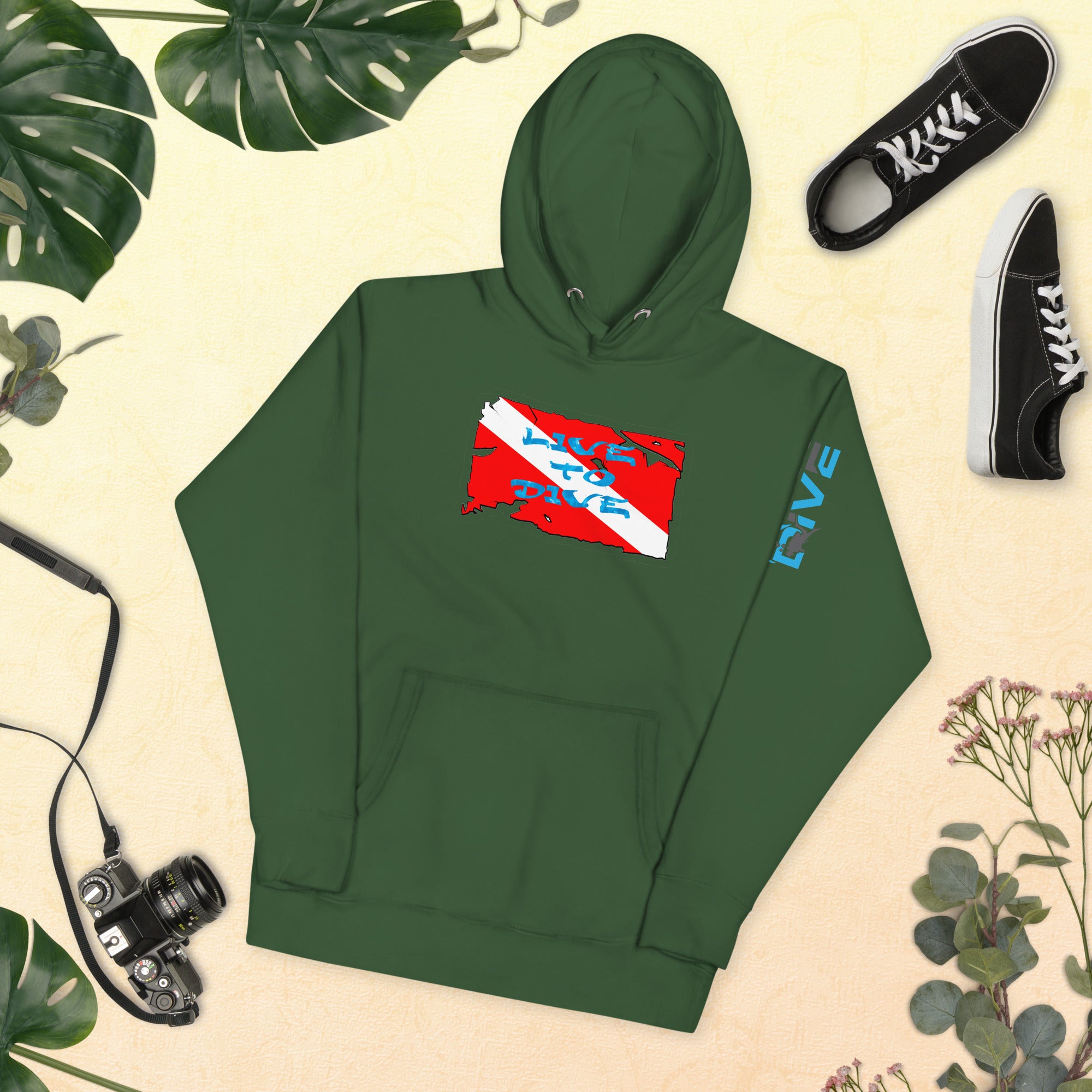 Unisex Hoodie Live To Dive Flag