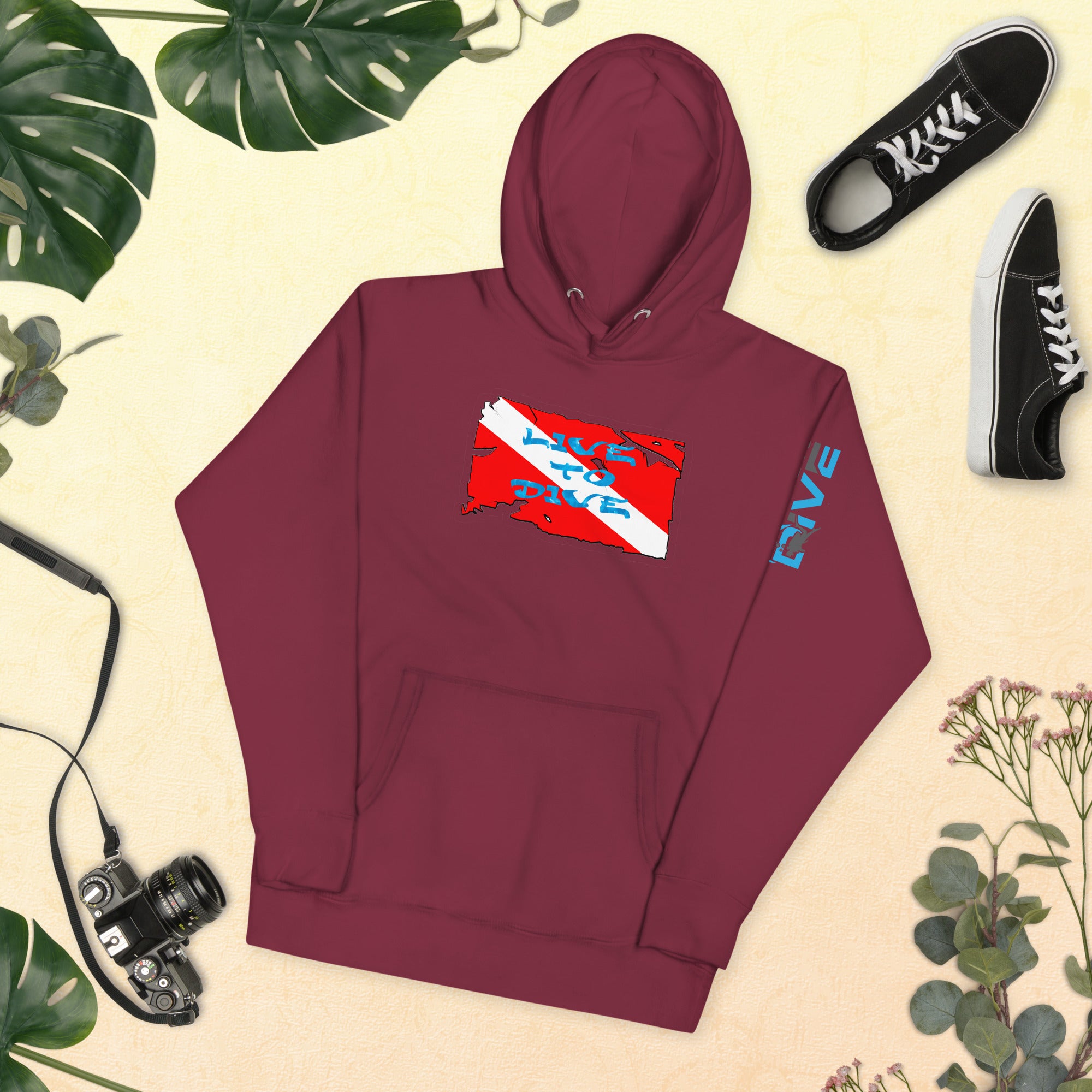 Unisex Hoodie Live To Dive Flag