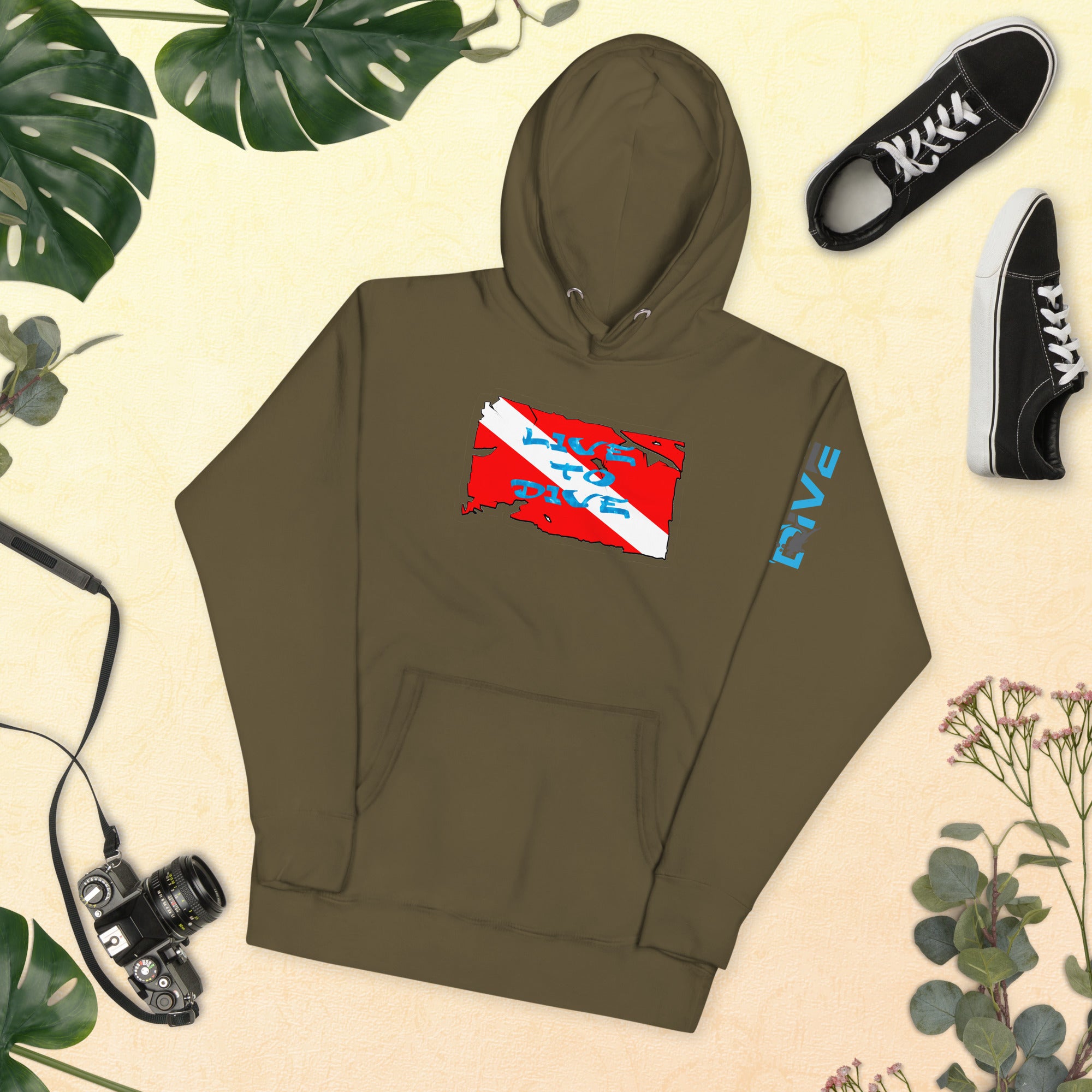 Unisex Hoodie Live To Dive Flag