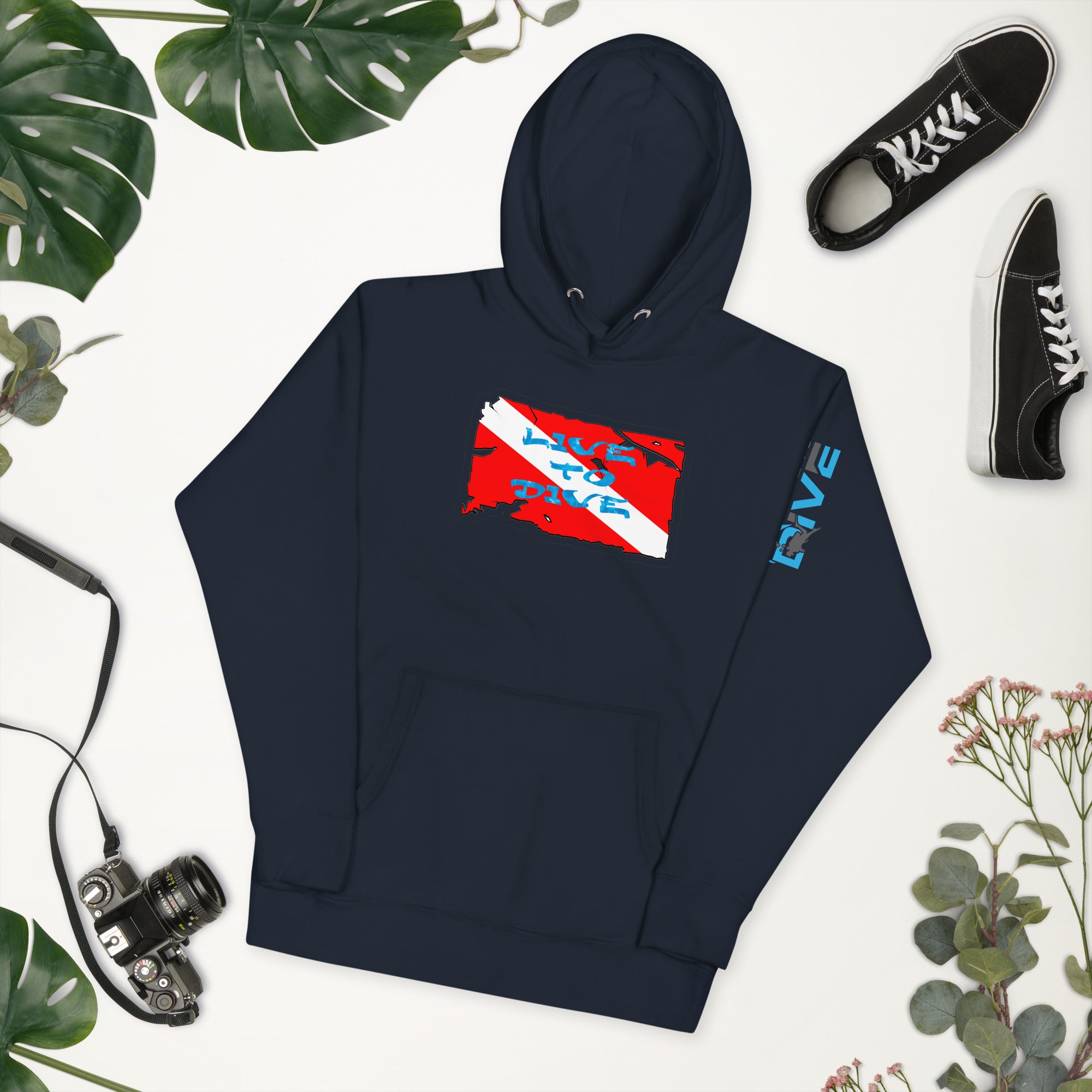 Unisex Hoodie Live To Dive Flag
