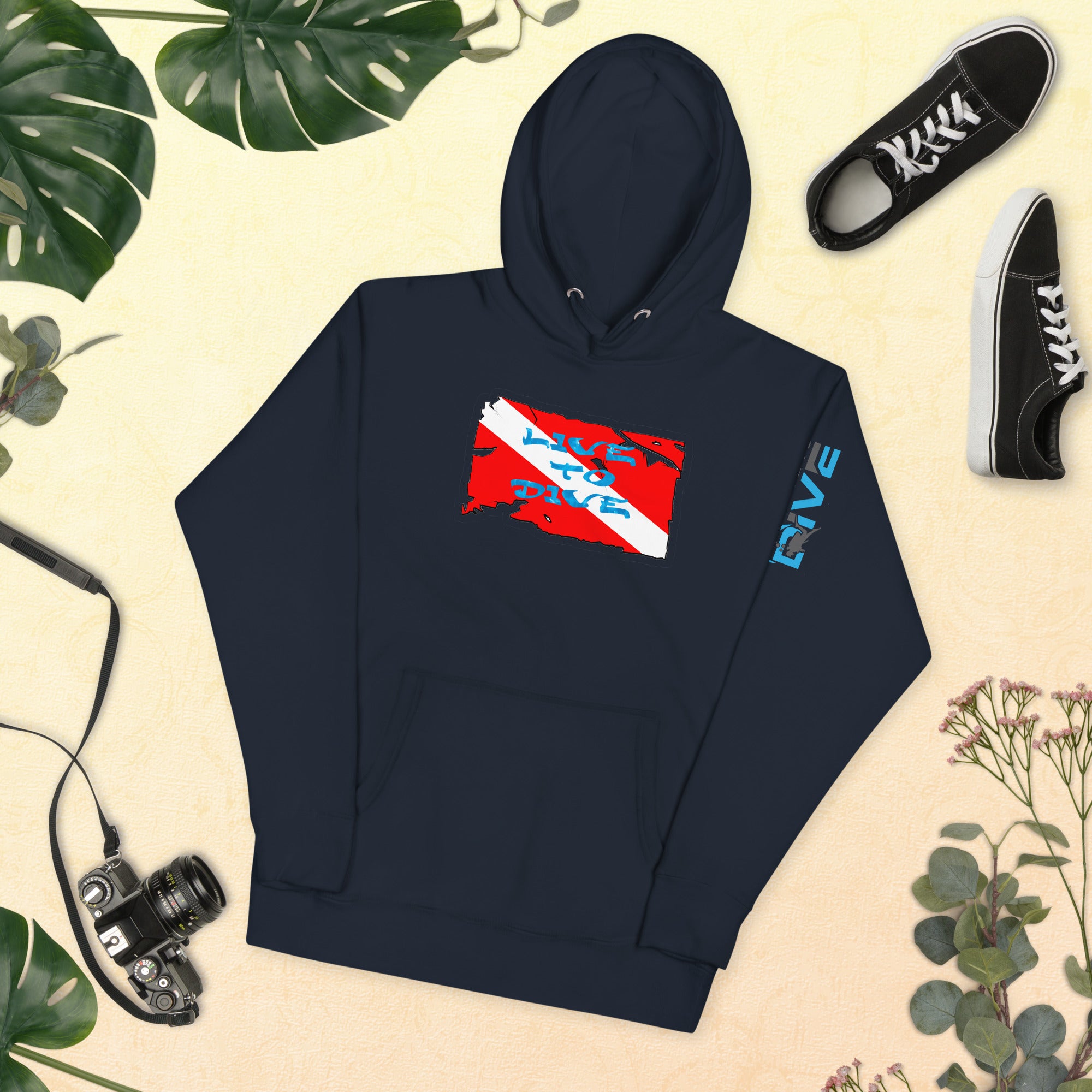 Unisex Hoodie Live To Dive Flag