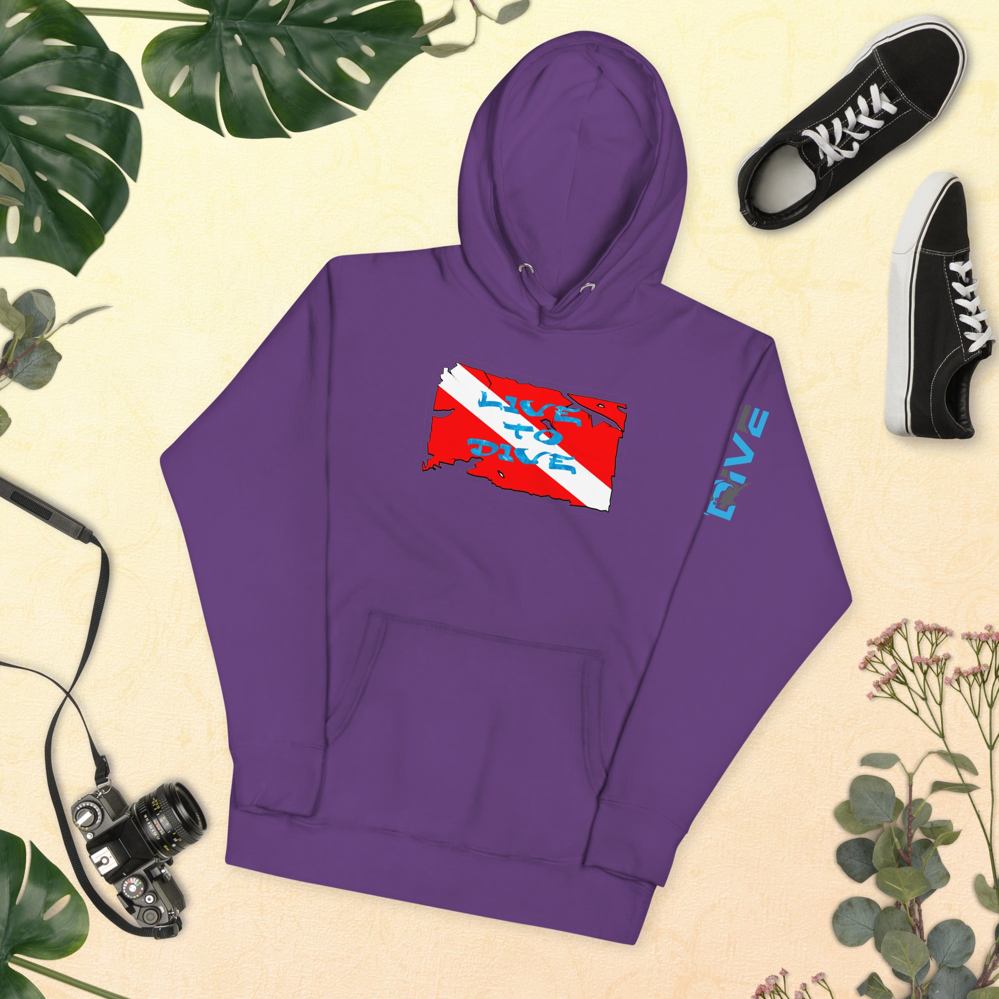 Unisex Hoodie Live To Dive Flag