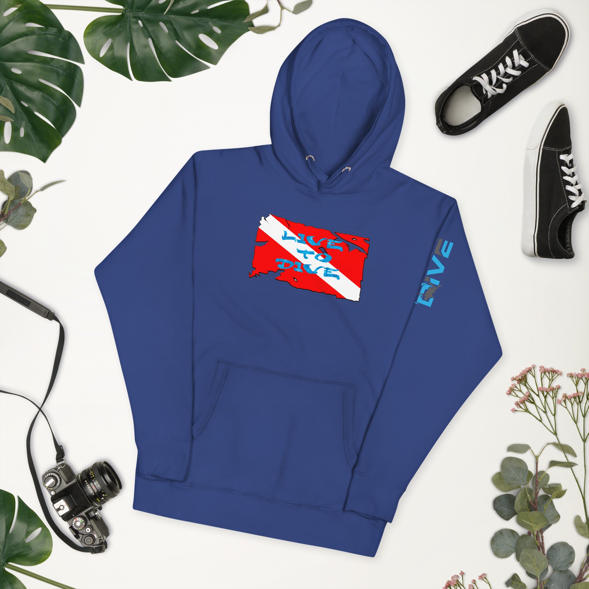 Unisex Hoodie Live To Dive Flag