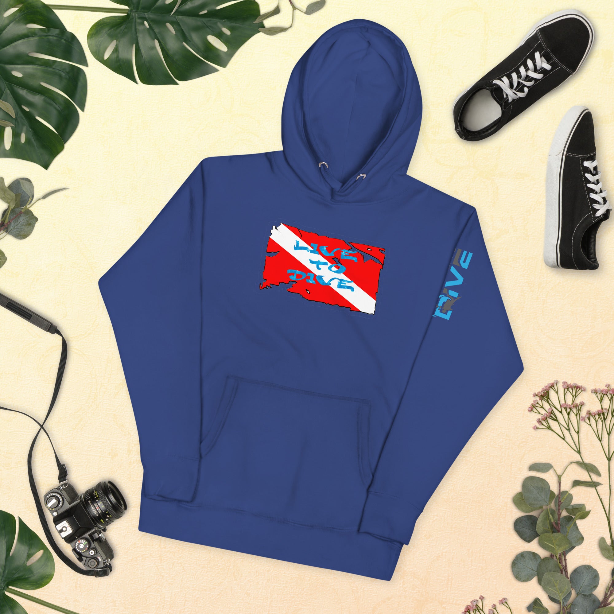Unisex Hoodie Live To Dive Flag