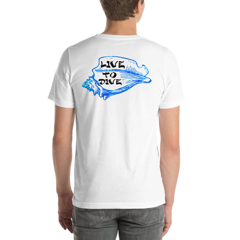 Live To Dive flag w/ conch shirt
