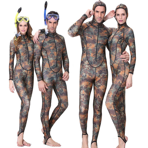 One Piece Lycra Wetsuit Skin Long Sleeve Camouflage Pattern.