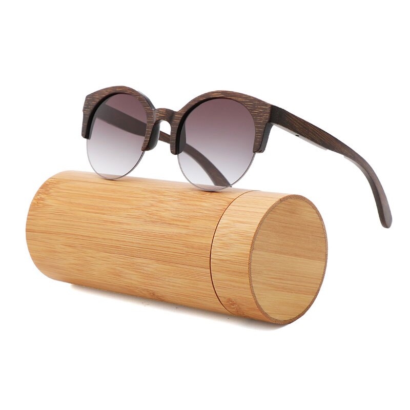 Bamboo Semi-Rimless Sunglasses.