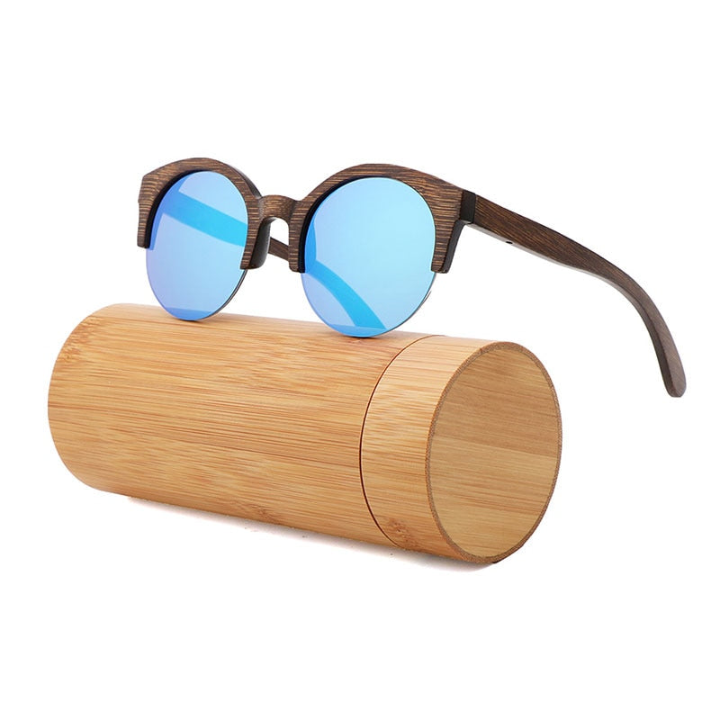 Bamboo Semi-Rimless Sunglasses.