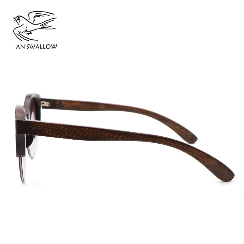 Bamboo Semi-Rimless Sunglasses.