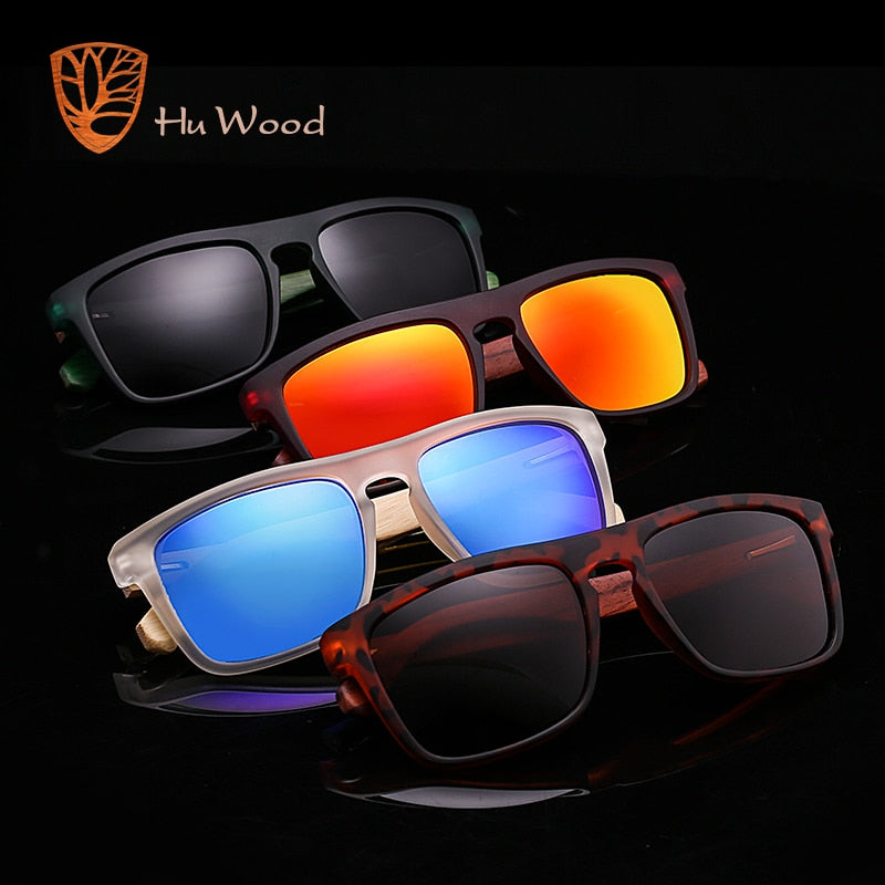 HU WOOD Natural Bamboo Zebra Wood Polarized Sunglasses.