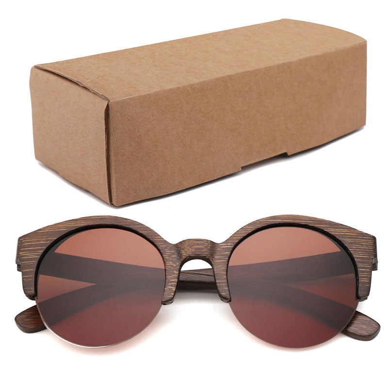 Bamboo Semi-Rimless Sunglasses.