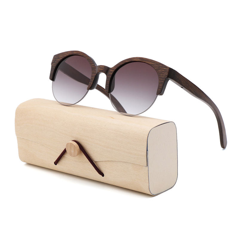 Bamboo Semi-Rimless Sunglasses.