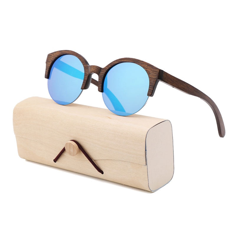 Bamboo Semi-Rimless Sunglasses.