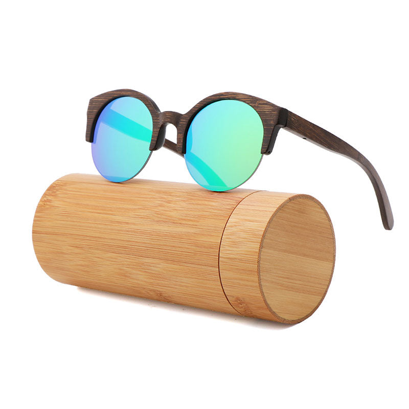 Bamboo Semi-Rimless Sunglasses.