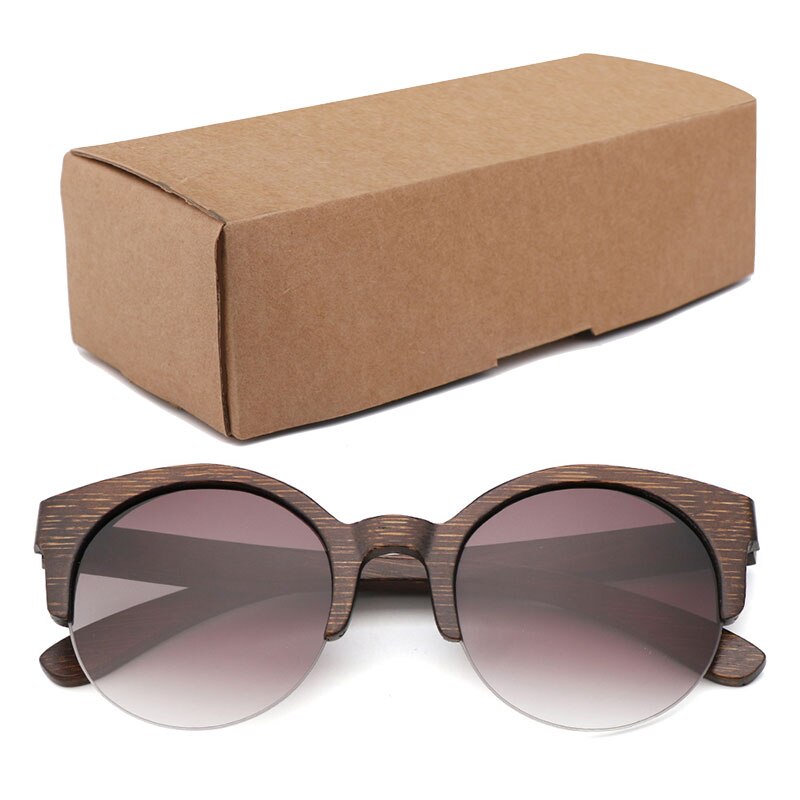 Bamboo Semi-Rimless Sunglasses.