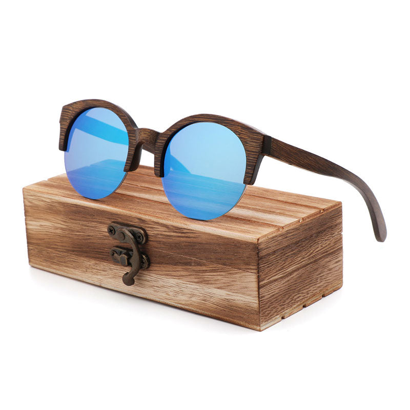 Bamboo Semi-Rimless Sunglasses.