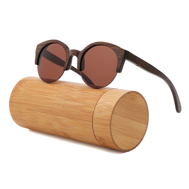 Bamboo Semi-Rimless Sunglasses.
