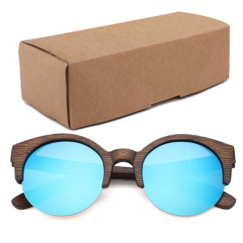 Bamboo Semi-Rimless Sunglasses.