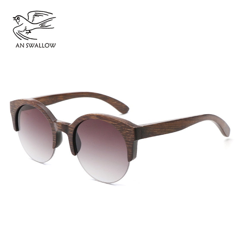Bamboo Semi-Rimless Sunglasses.