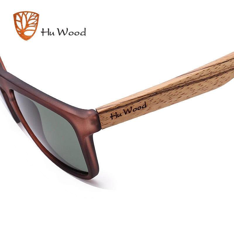 HU WOOD Natural Bamboo Zebra Wood Polarized Sunglasses.