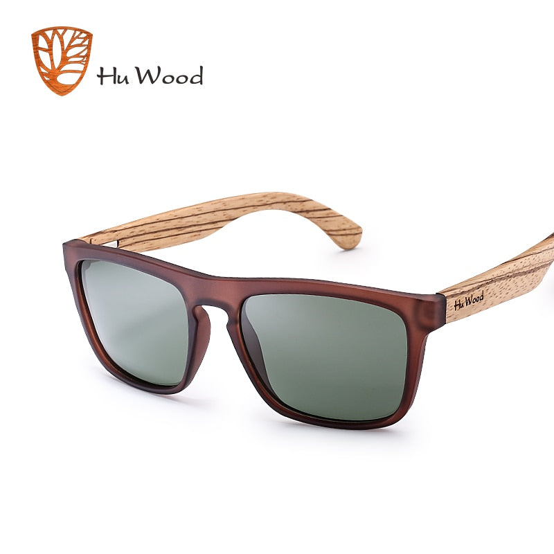 HU WOOD Natural Bamboo Zebra Wood Polarized Sunglasses.