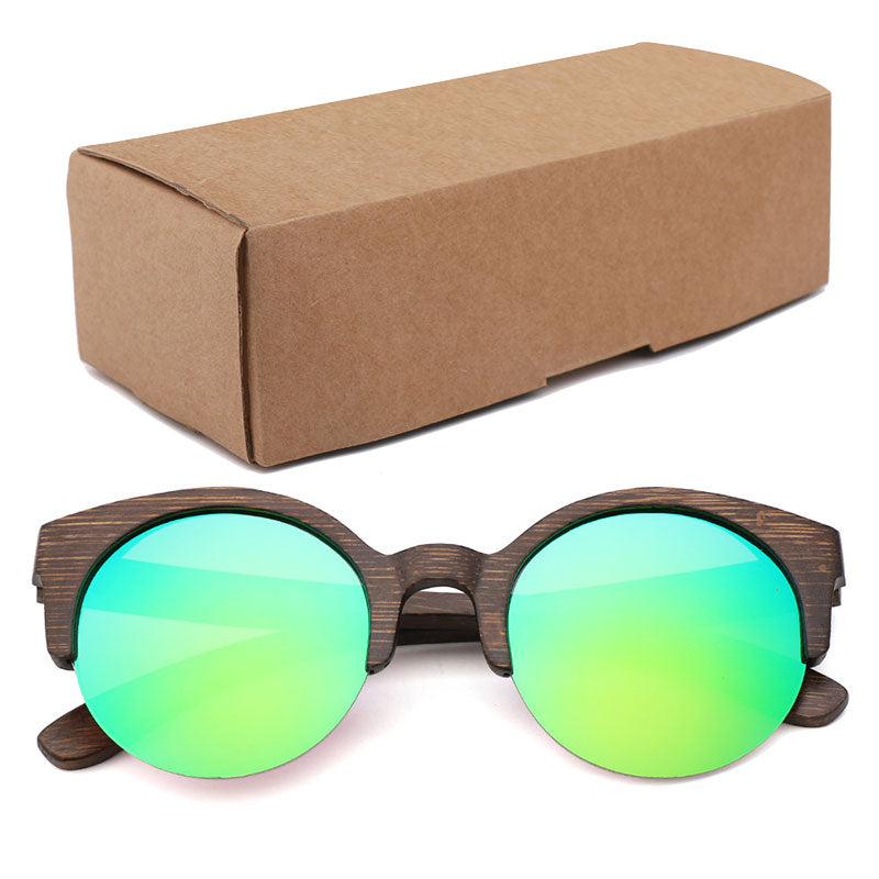 Bamboo Semi-Rimless Sunglasses.