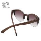 Bamboo Semi-Rimless Sunglasses.
