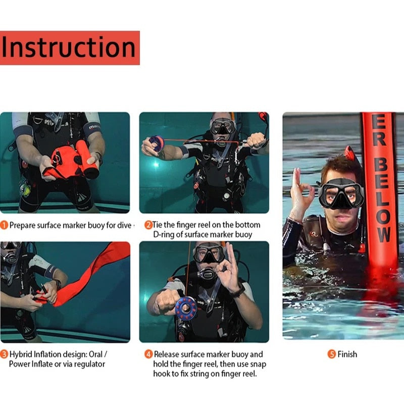 18CM*180CM Scuba Diving Surface Marker Buoy SMB