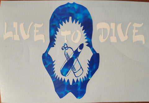 Live To Dive Jaws Decal